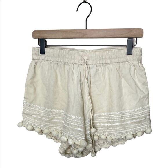 Rory Beca Cream Pom Pom Hem Shorts - Picture 1 of 5